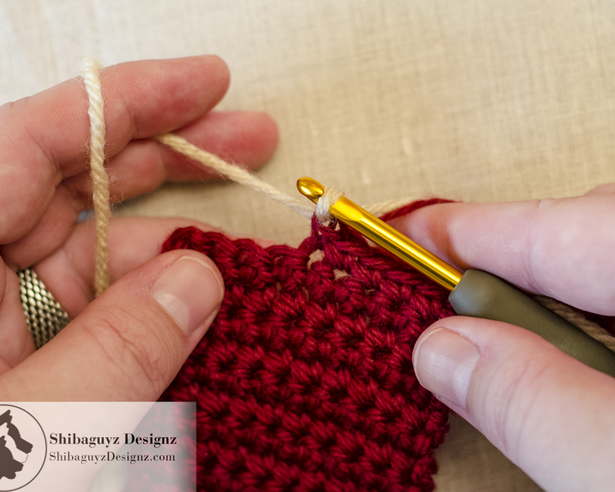 Adding New Yarn in the Middle of a Row of Crochet Stitches - A step-by-step crochet photo tutorial by Shibaguyz Designz