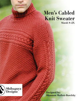 Men's Cabled Knit Sweater Digital Pattern by Shibaguyz Designz
