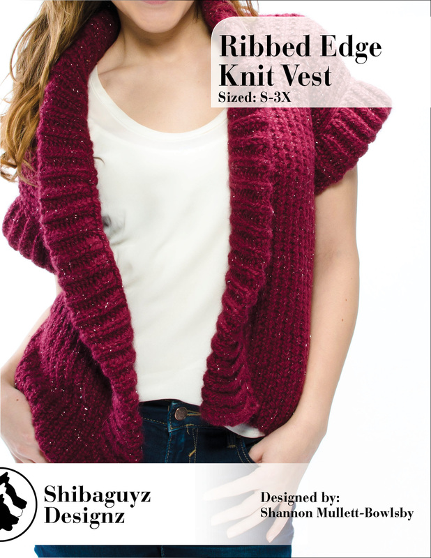 Women's Ribbed Edge Knit Vest Knitting Pattern by Shibaguyz Designz - knitting pattern digital download includes pattern for sizes small through 3X and schematic