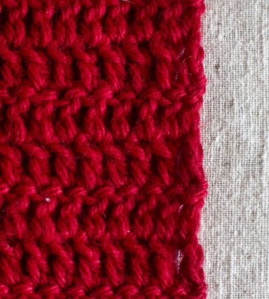 Double crochet fabric made using the Stacked First-dc technique